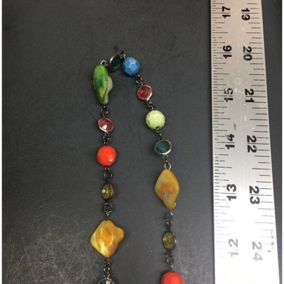 Long Bronze Multicolor Necklace Mother Of Pearl Seashell Faceted Transluscent - Picture 9 of 9